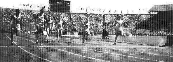 Полуфинал забега на 100 метров среди мужчин на знаменитом ан­глийском стадионе во время Олимпиады 1948 года.